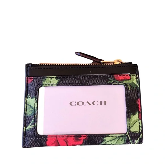 New Coach Signature Graphite Red Multi ID Skinny Cardholder - Picture 2 of 5